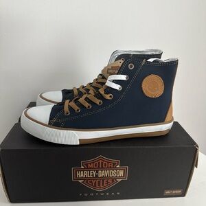 Harley-Davidson Navy and Tan High-Top Sneakers